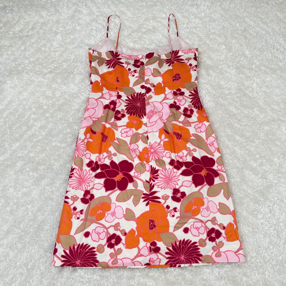Ann Taylor 8 100% Cotton Red Floral Sleeveless Shift Dress Y2K Tropical Vintage - Picture 2 of 13
